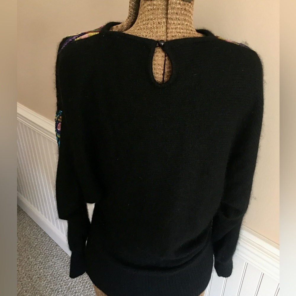 Vintage Sequin & Beaded Cedars Black Knit Dress Sweater Size: M - Picture 9 of 14